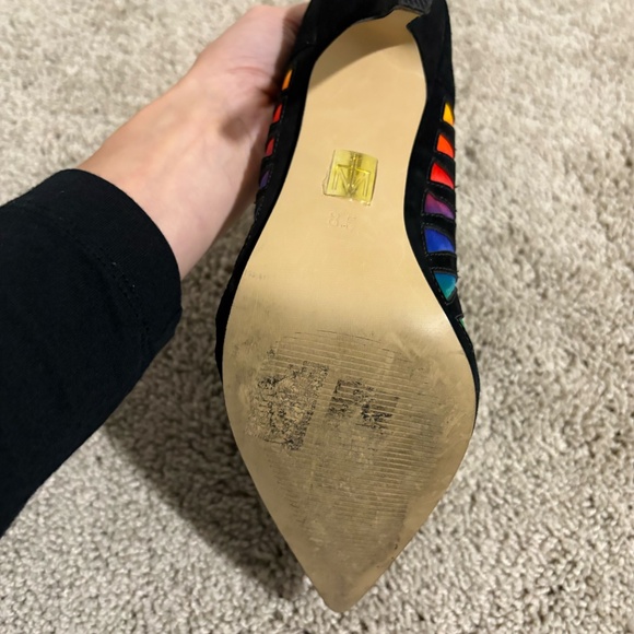 Truth or Dare by Madonna Black Suede High Heels with Rainbow Colors - Picture 6 of 6